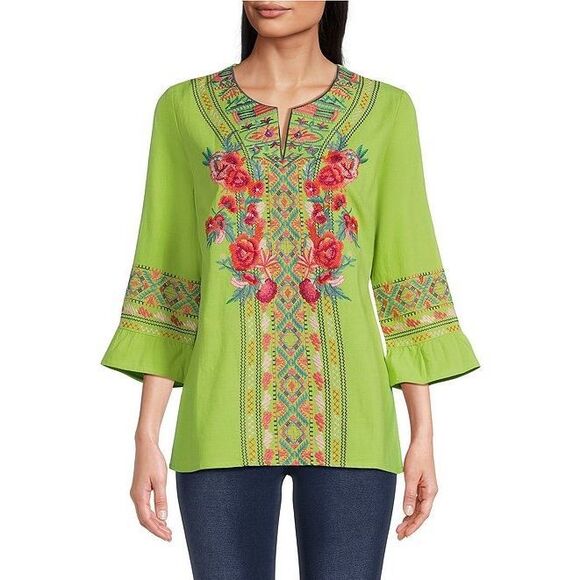 NWT Calessa Embroidered Top Tunic size 1X - Picture 1 of 6
